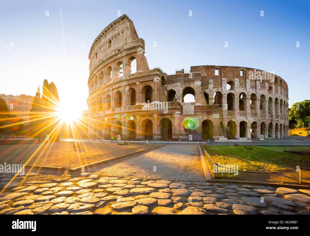 Colosseum at sunrise, Rome. Rome architecture and landmark. Rome Colosseum  is one of the best known monuments of Rome and Italy Stock Photo - Alamy