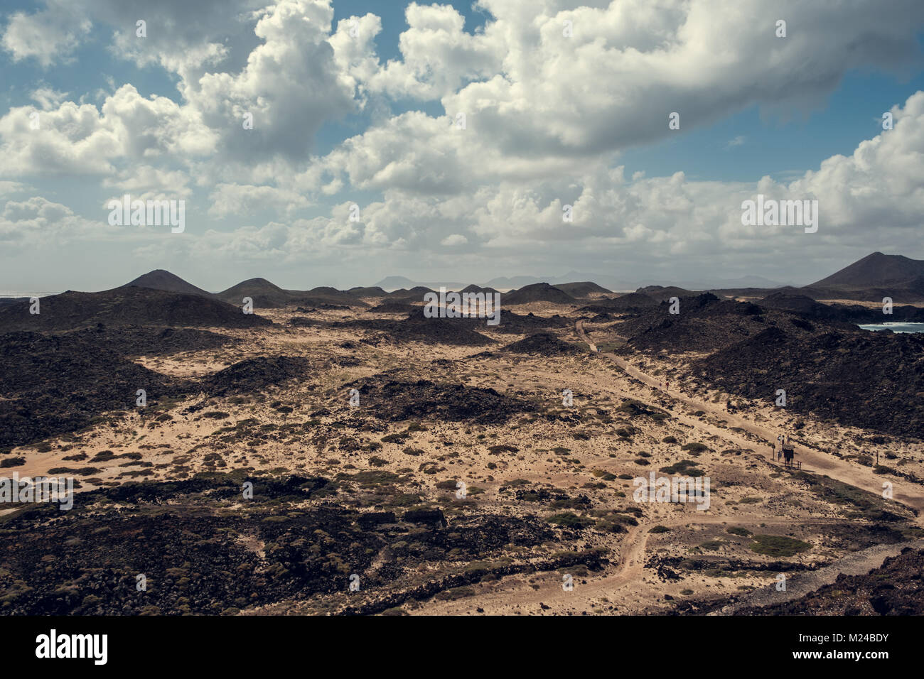 island los lobos clouds view sunny day Stock Photo