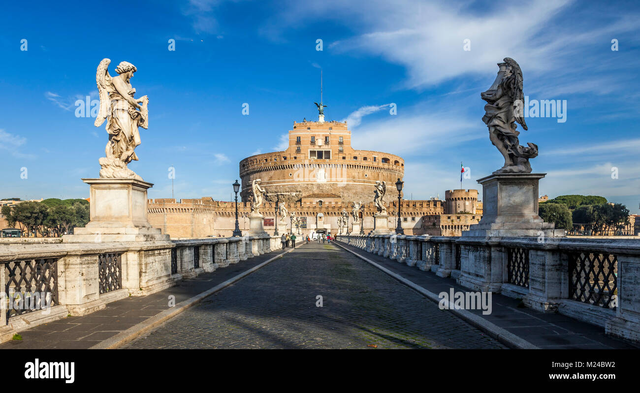 Holy Angel Castle, also known as Hadrian Mausoleum at sunset, Rome ...