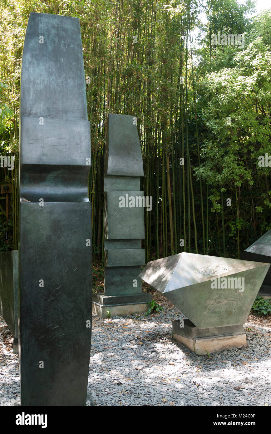Conversation with Magic Stones, bronze sculpture at the Barbara Hepworth gallery in St ives, Cornwall Stock Photo