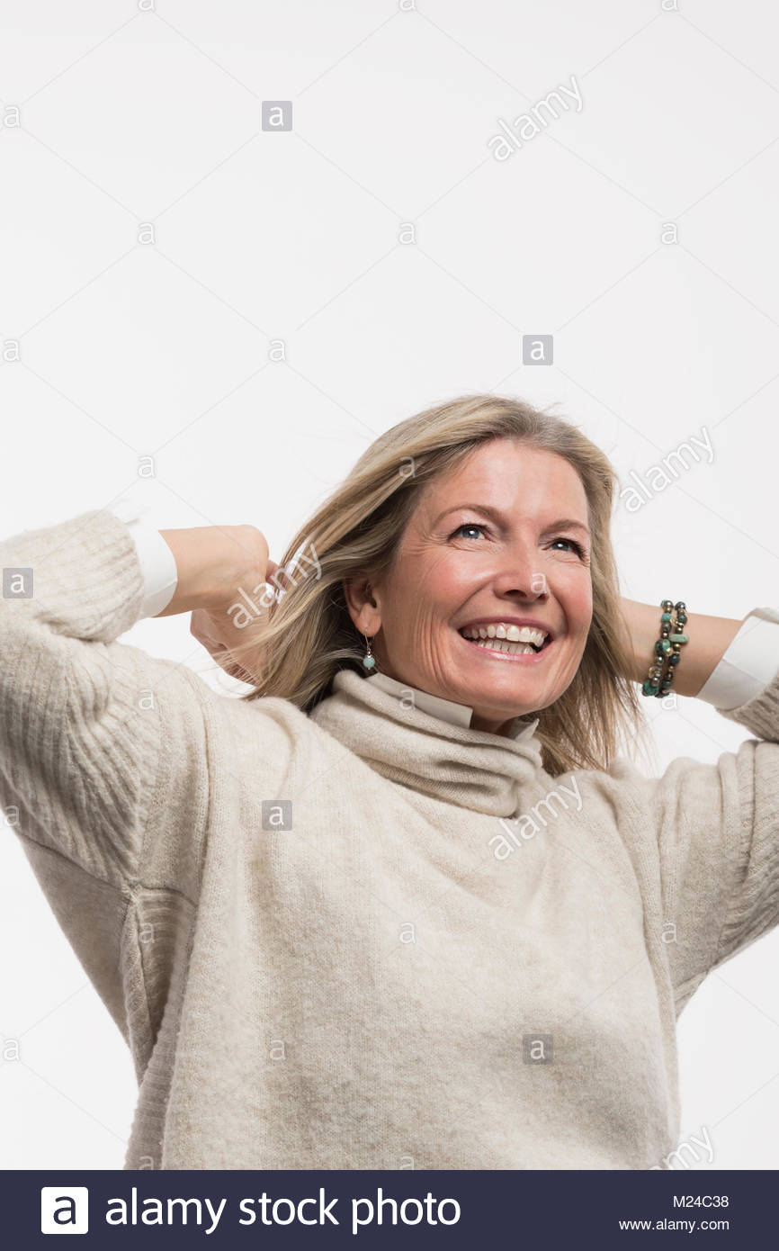 Energetic, carefree mature woman Stock Photo
