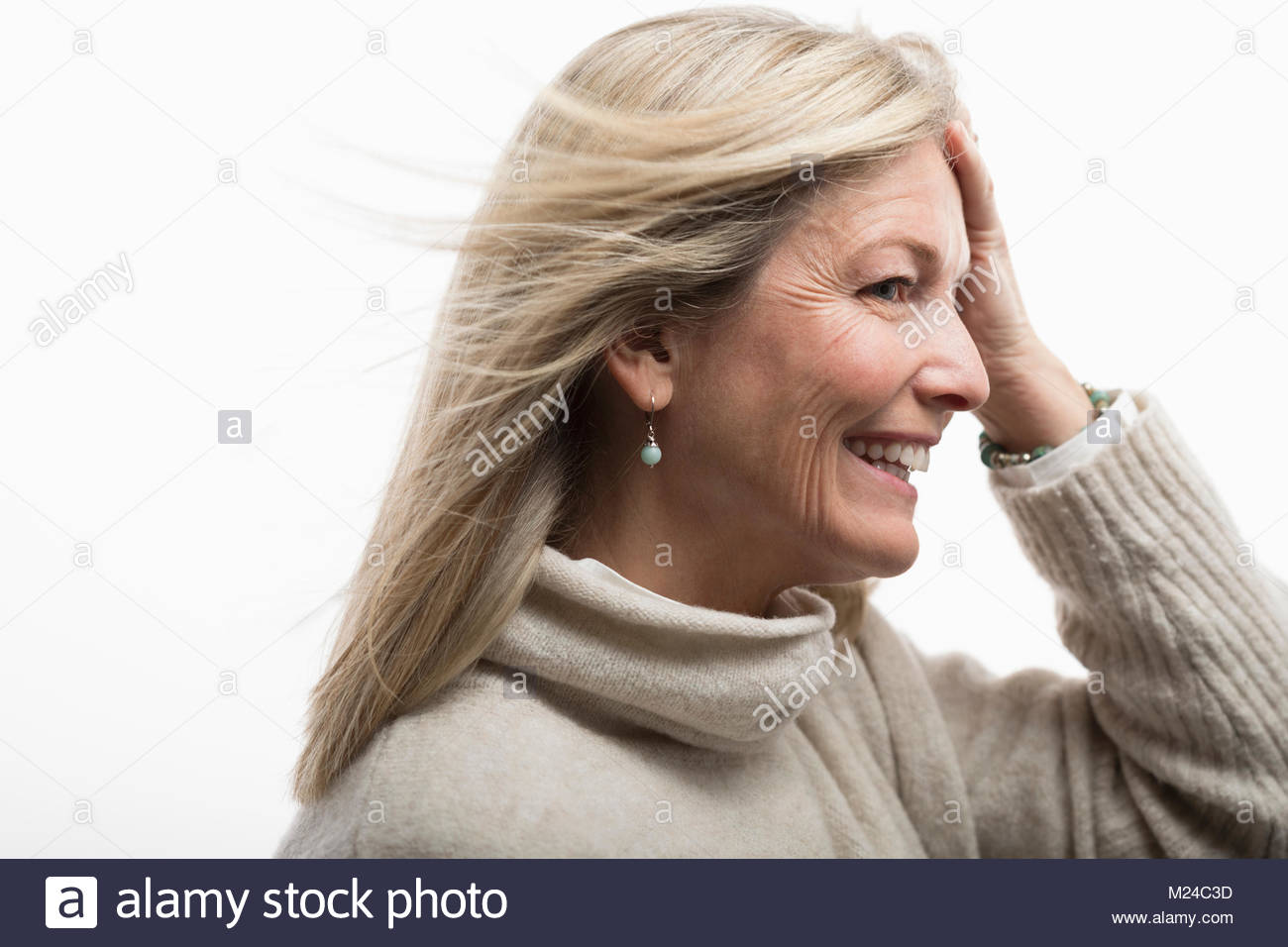 Side profile mature woman sitting hi-res stock photography and images ...