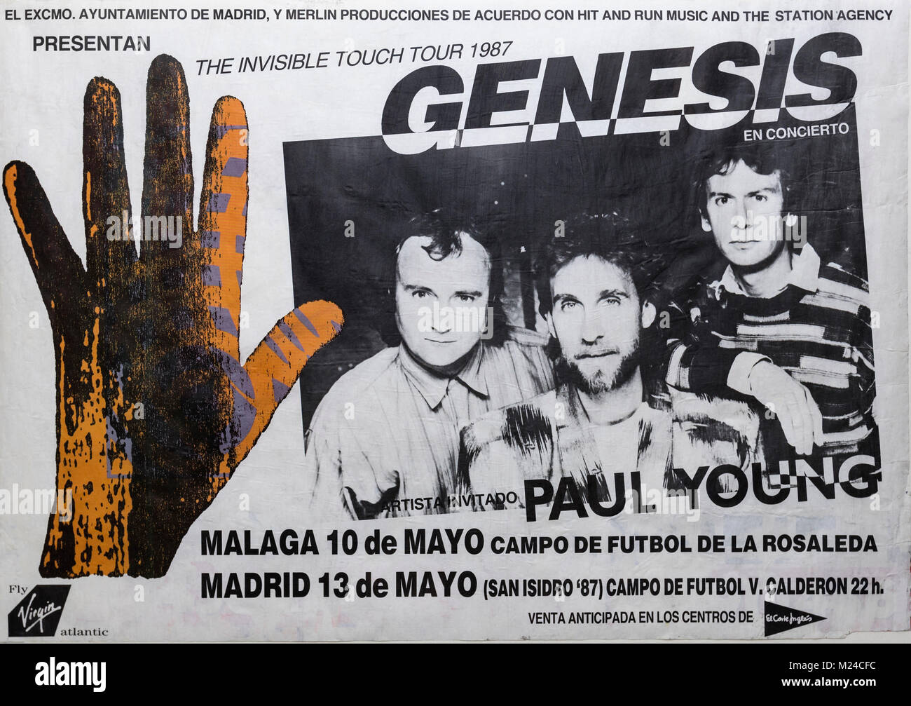 Genesis in concert with Paul Young, The invisible Touch Tour, Musical concert poster Stock Photo