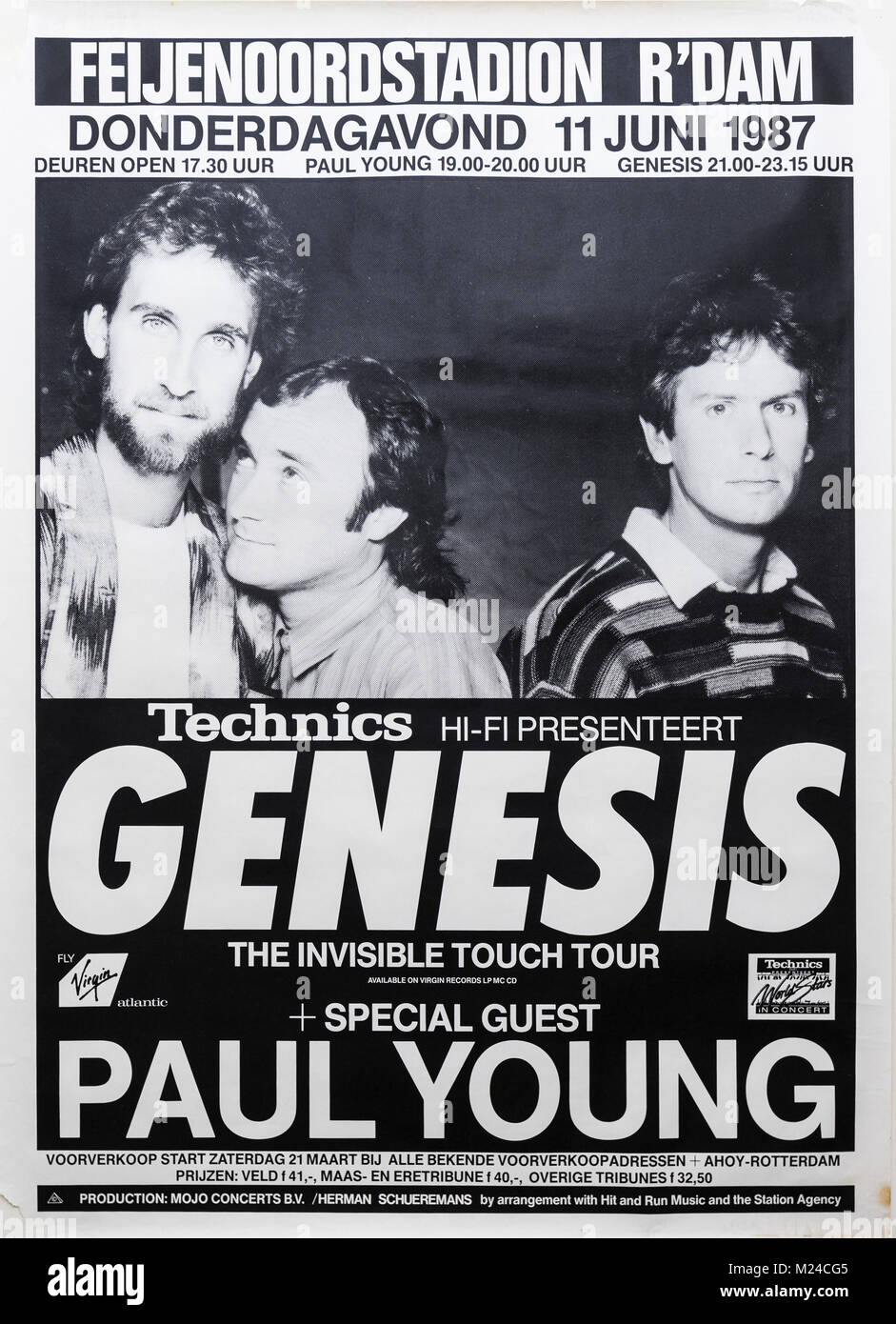 Genesis in concert with Paul Young, The invisible Touch Tour, Rotterdam, 1987. Musical concert poster Stock Photo