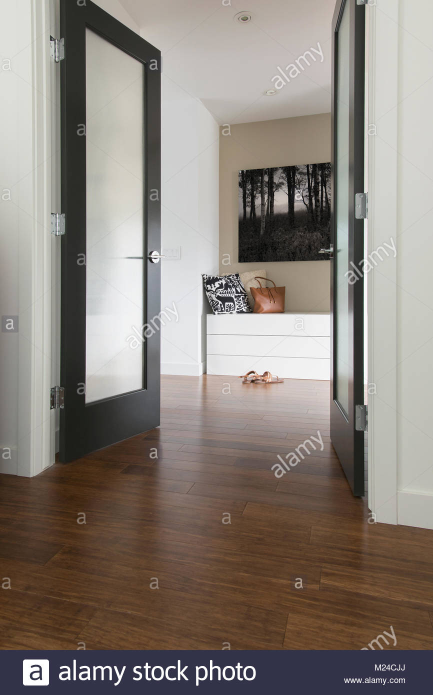 Alcove with bench beyond doorway Stock Photo Alamy