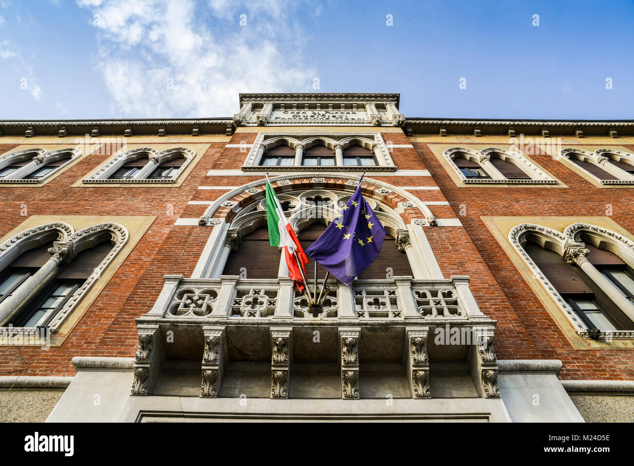 Milan, Italy - Feb 4, 2018: Facade of the Casa di Riposo per Musicisti meaning, home of retired musicians , home for retired opera singers and musicia Stock Photo