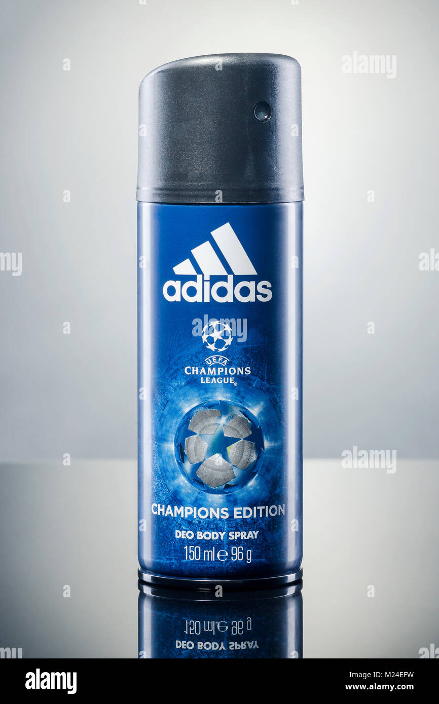 Adidas deo body spray isolated on gradient background Stock Photo - Alamy