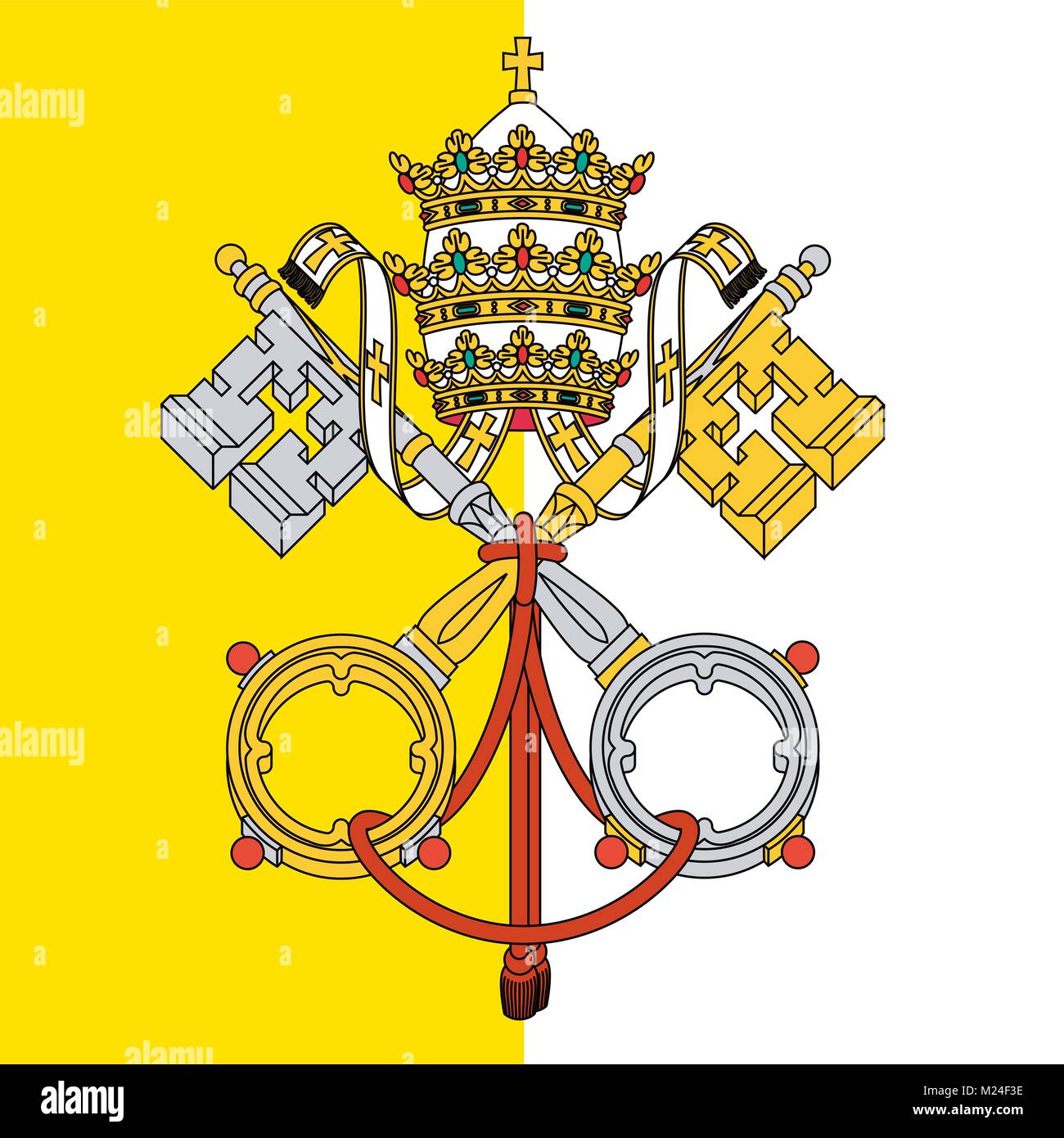 Vatican City, Holy See,  coat of arms and flag, official symbols of the country Stock Vector