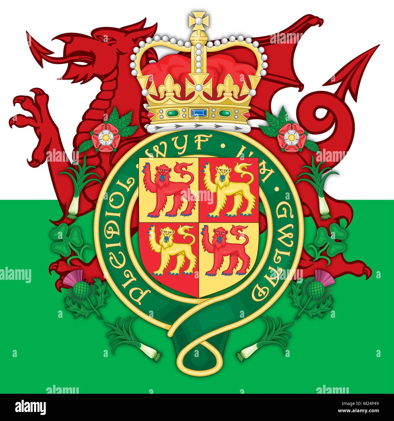 Wales coat of arms and official symbols of the nation Vector Image & Art - Alamy