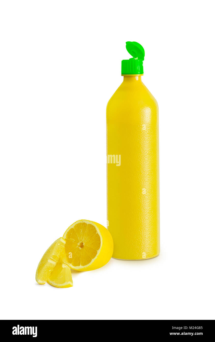 Yellow plastic lemon bottle isolated with clipping path Stock Photo Alamy