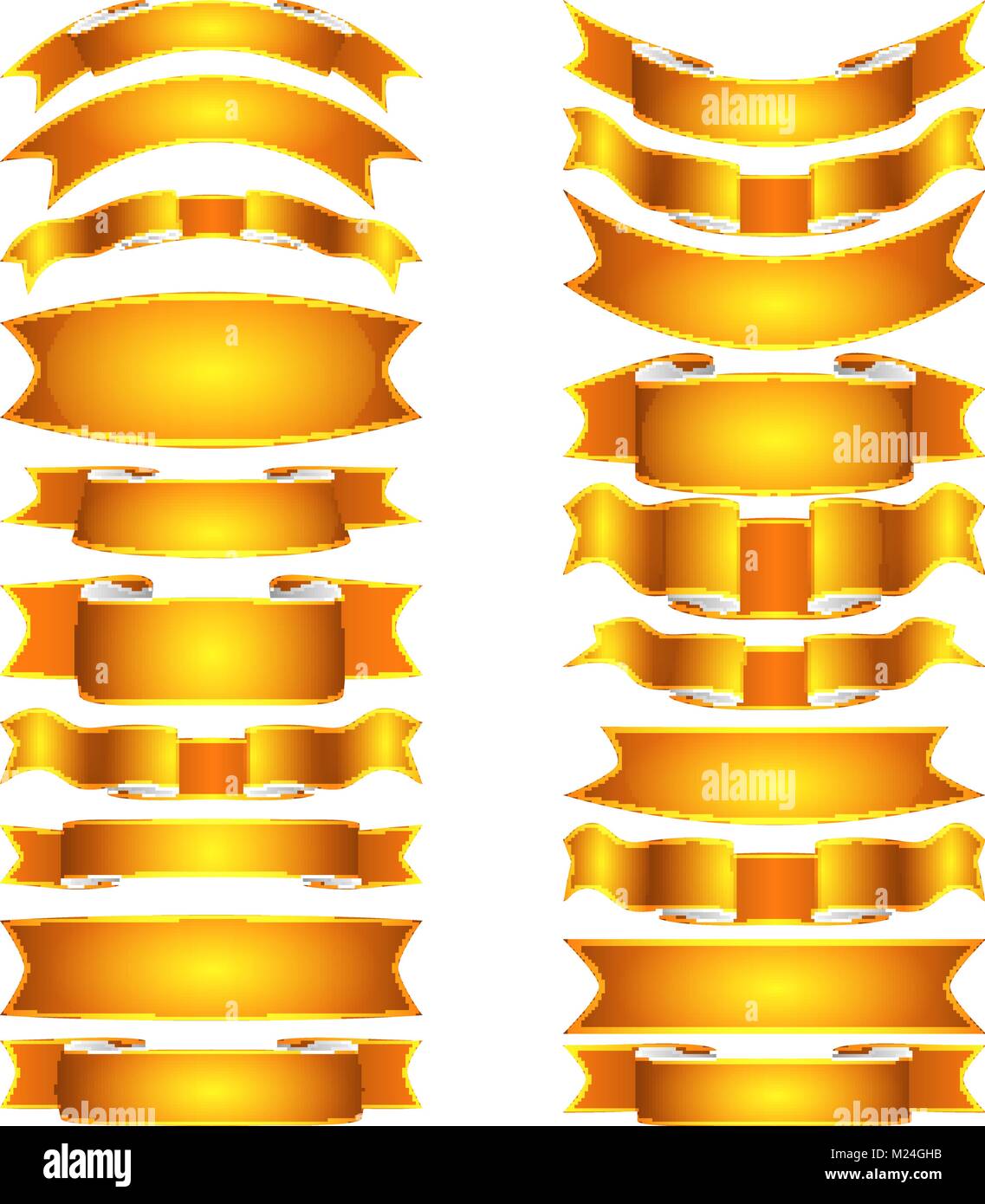 Orange Color Ribbos isolated vector colored satin ribbons set - orange Stock Vector Image ...
