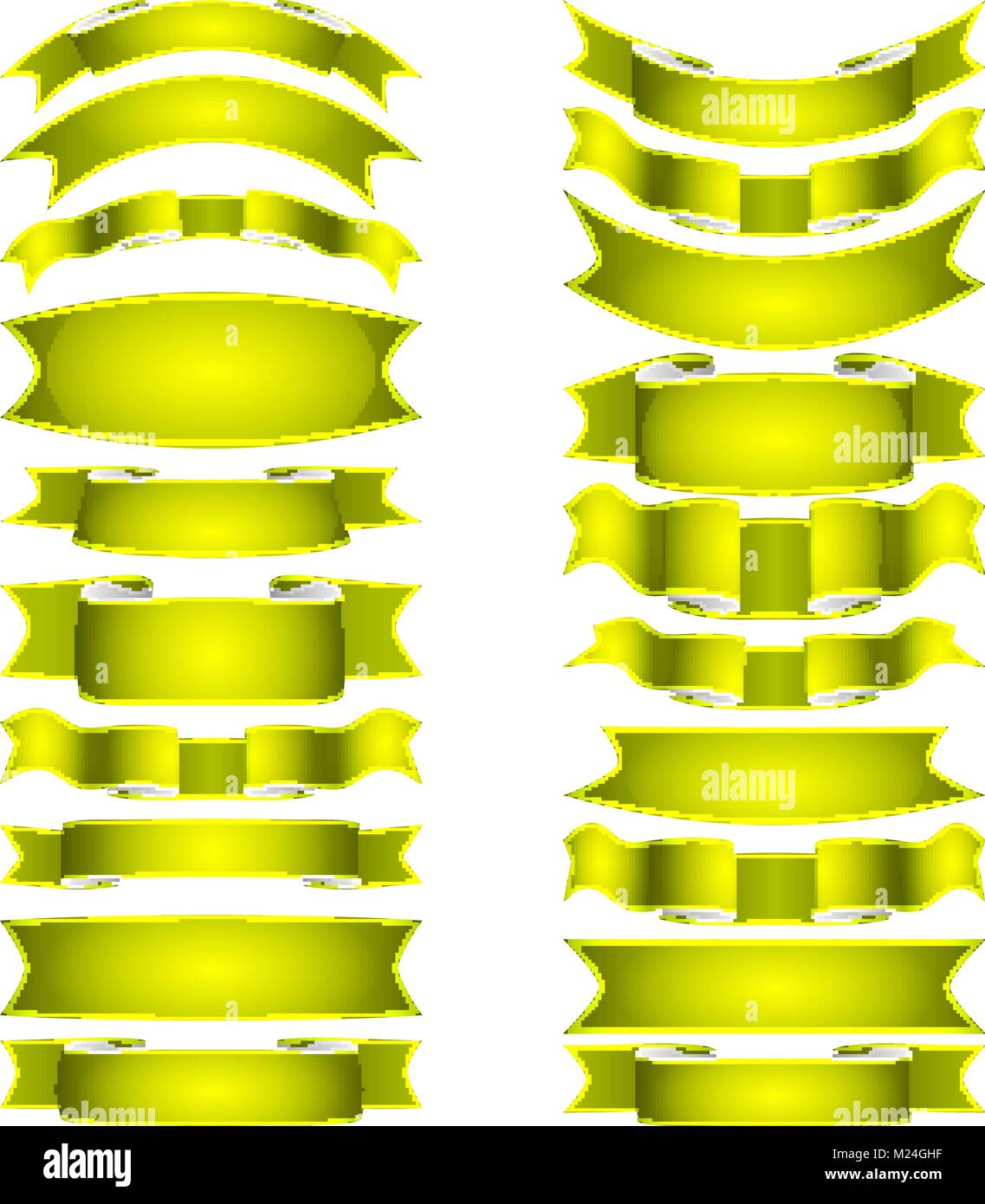isolated vector colored satin ribbons set - green Stock Vector Image ...
