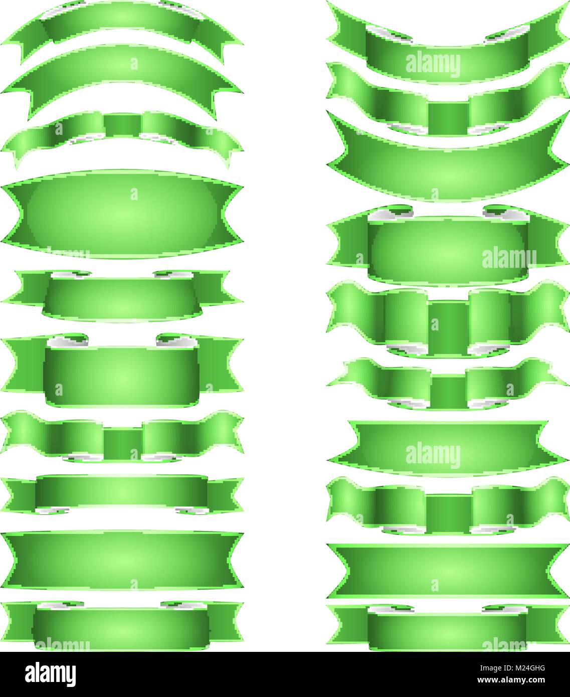 isolated vector colored satin ribbons set - green Stock Vector Image ...