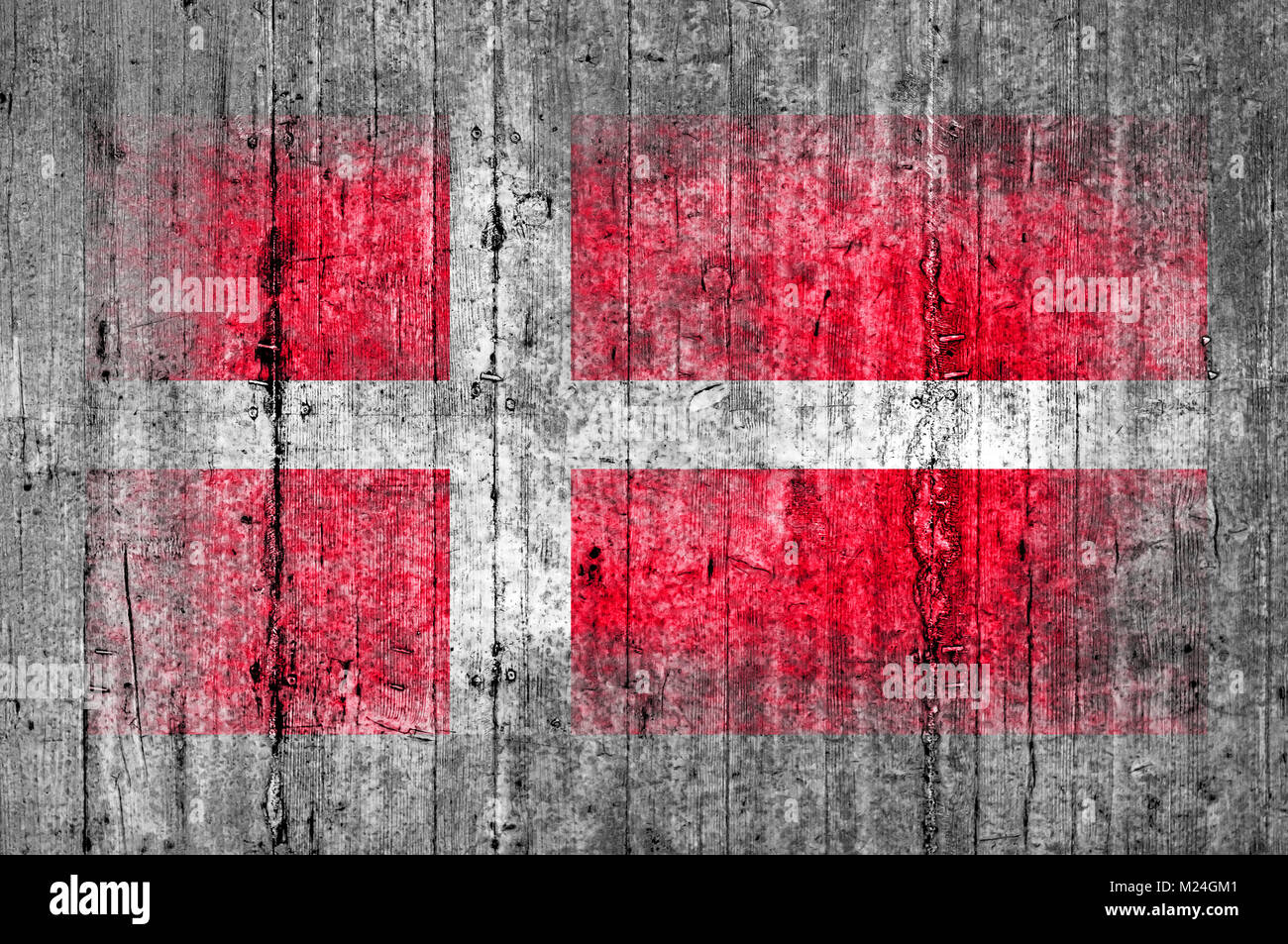 Denmark flag painted on background texture gray concrete Stock Photo ...
