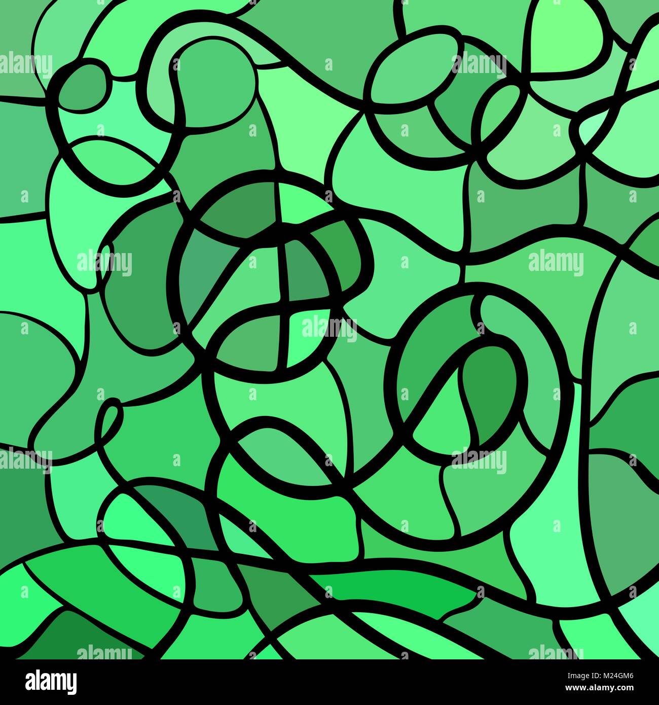 abstract vector stained-glass mosaic background - green and teal Stock ...