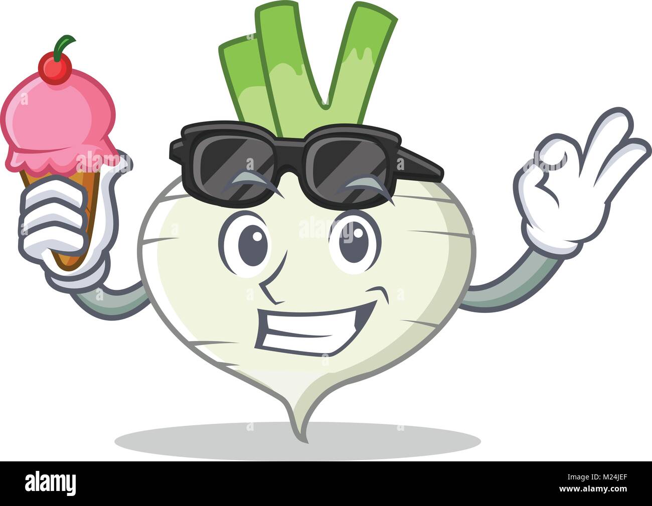 With ice cream turnip character cartoon style Stock Vector Image & Art