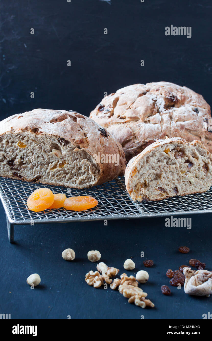 Homemade bread with dried fruits and nuts Stock Photo Alamy