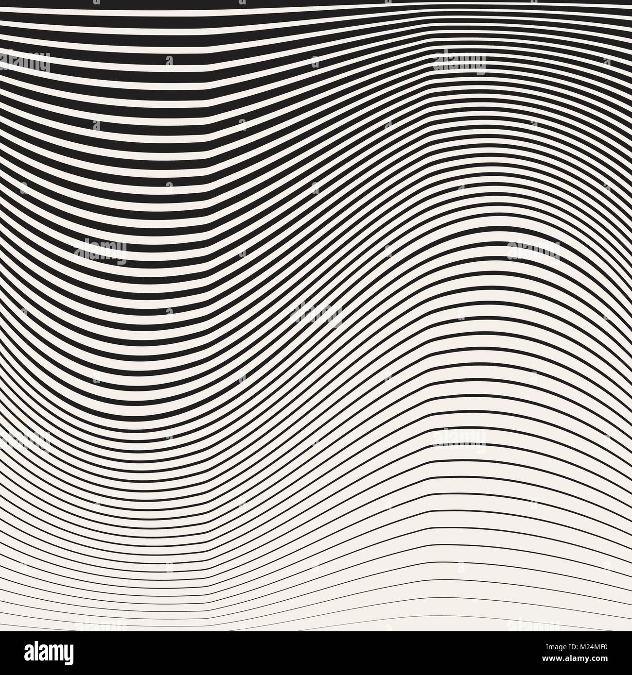 Abstract black and white halftone vertical waves stripes pattern. Vector illustration Stock Vector