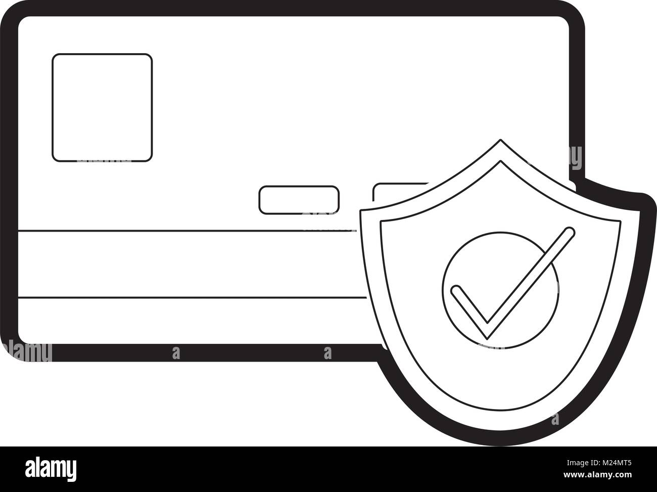 line digital credit card with shield security Stock Vector Image & Art ...