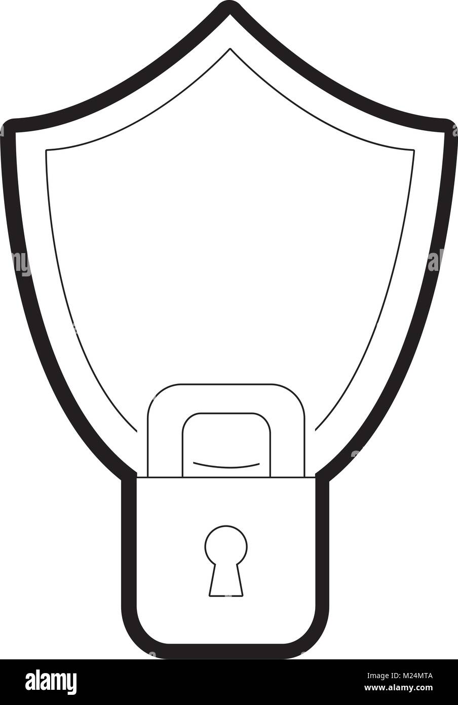 line shield and padlock object to security protection Stock Vector ...