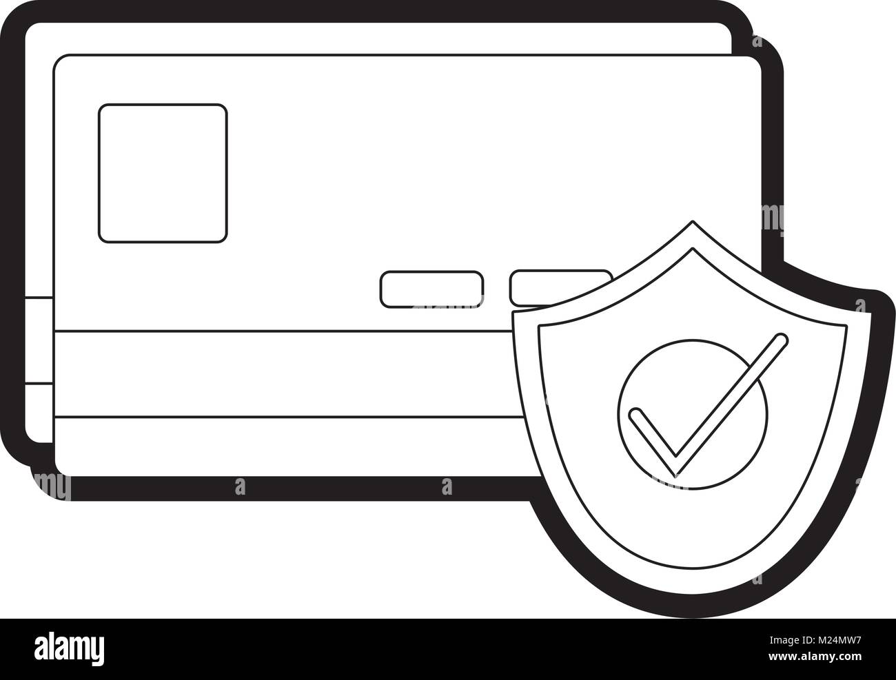 line finance credit card with secuity shield Stock Vector Image & Art ...