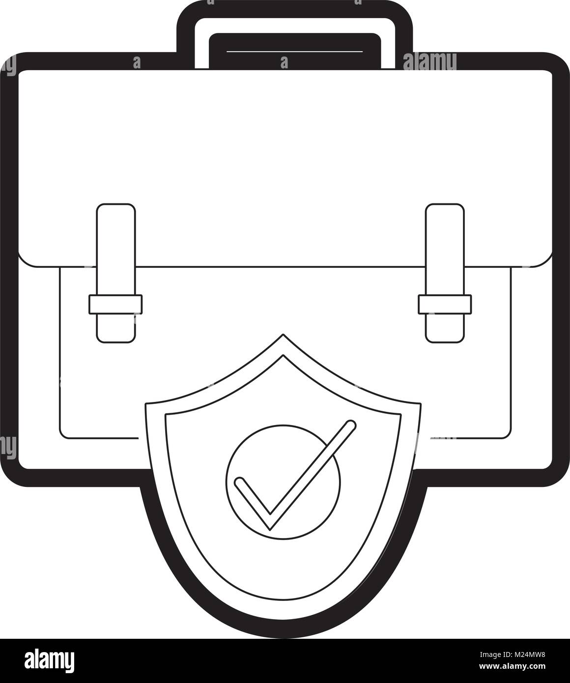 line briefcase business object with security shield Stock Vector Image ...