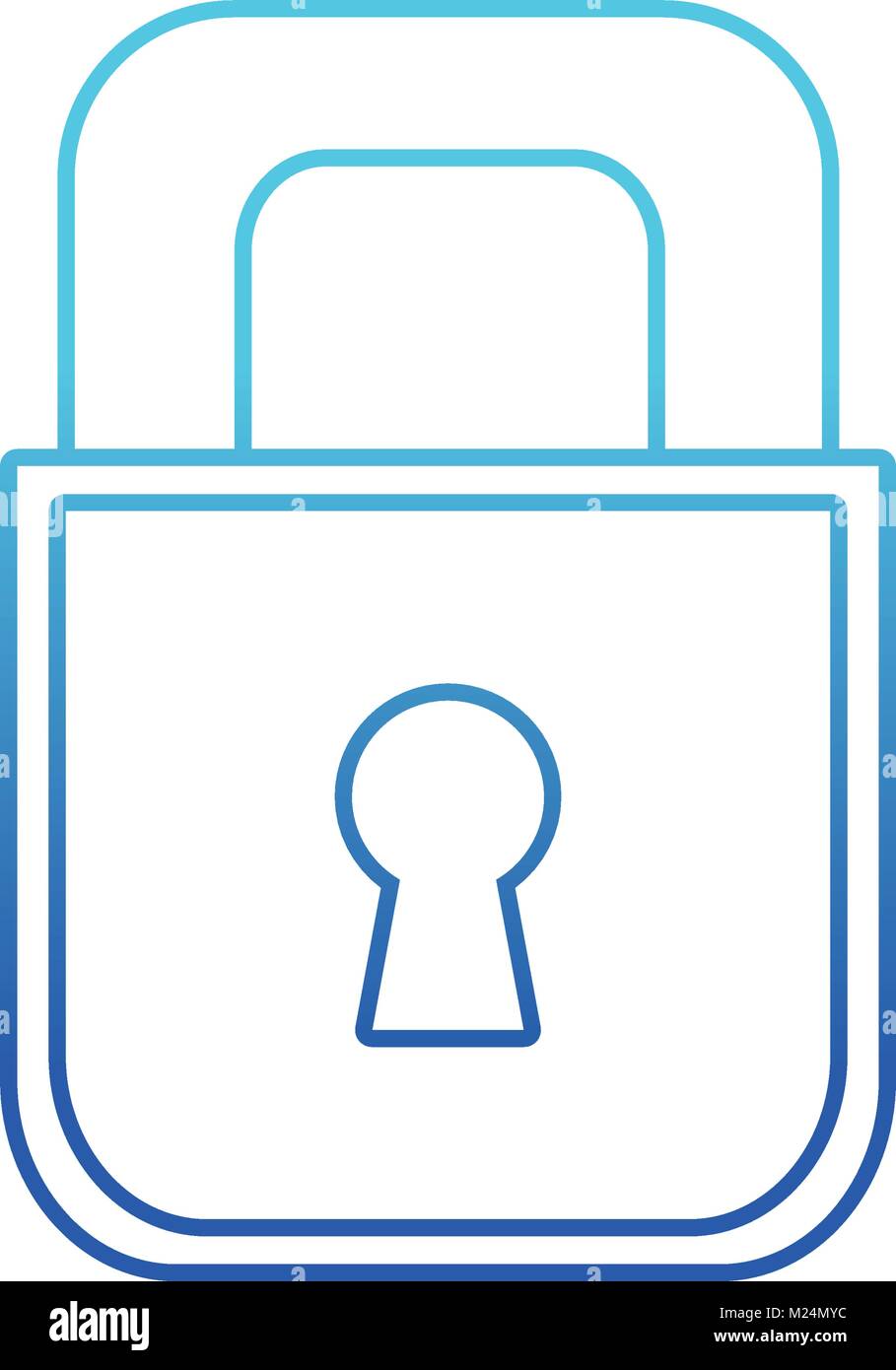 blue line padlock object to security and protection symbol Stock Vector ...