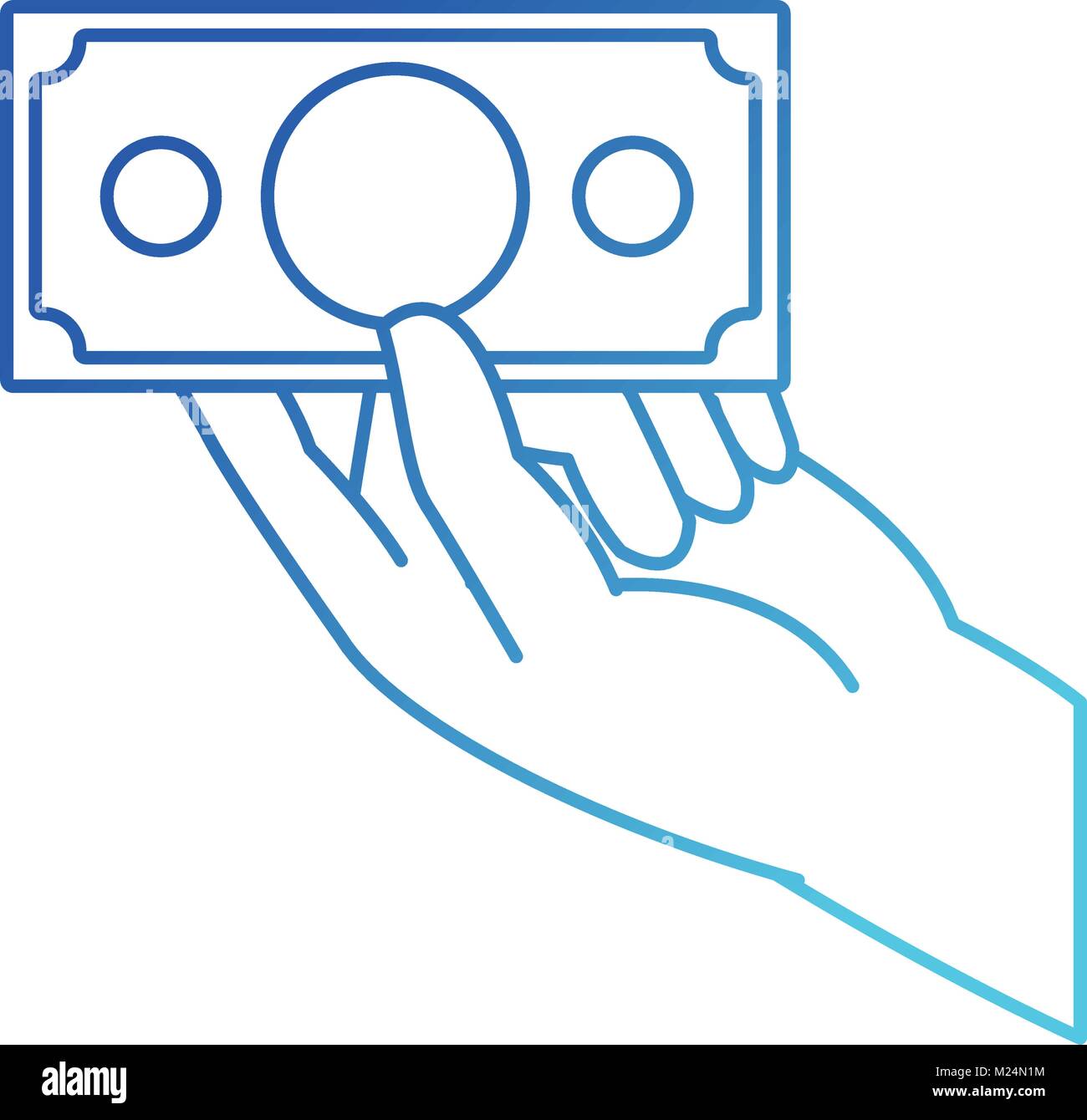 blue line hand with bill cash money currency Stock Vector Image & Art ...