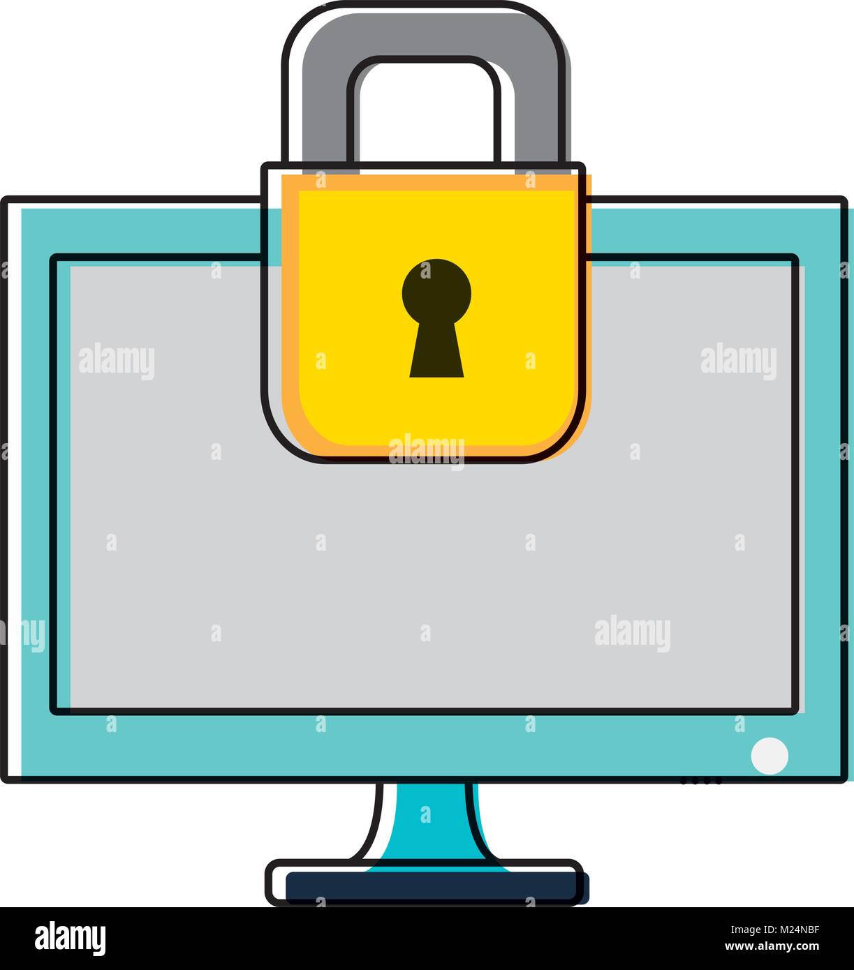 color screen computer technology and padlock security Stock Vector ...