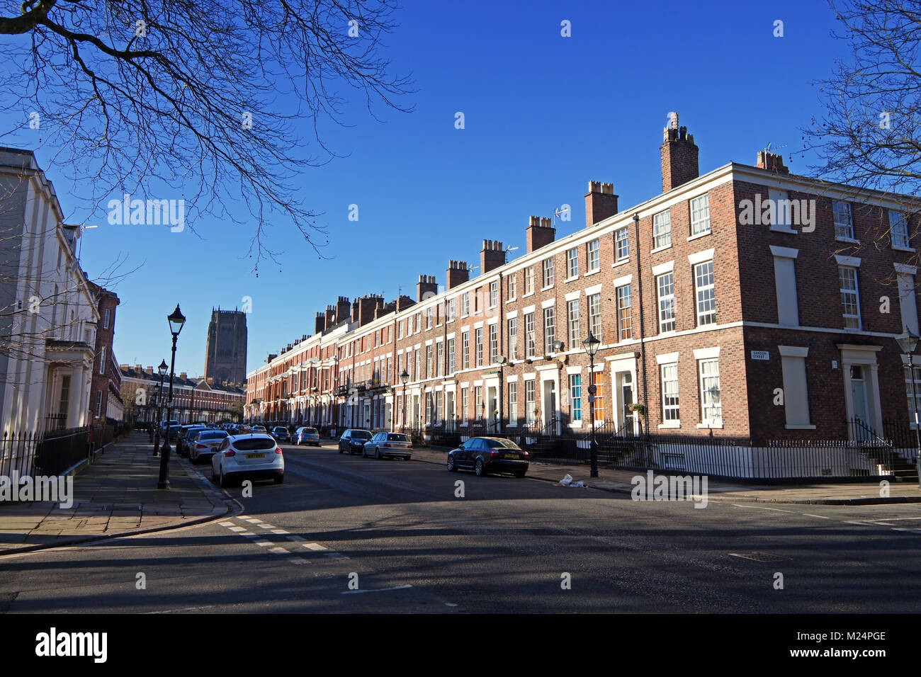 The view looking down Huskisson St towards Liverpool Anglican Cathedral
