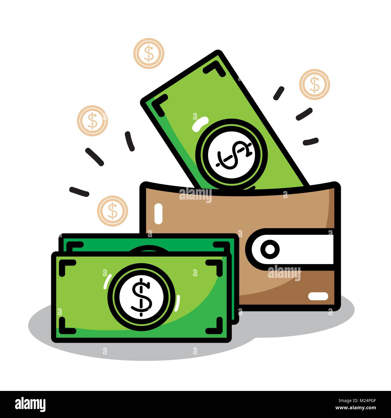 linear wallet with flat bills money icons Stock Vector Image & Art - Alamy