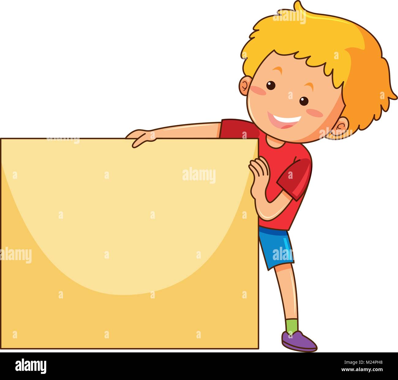 Happy boy holding blank paper illustration Stock Vector Image & Art - Alamy