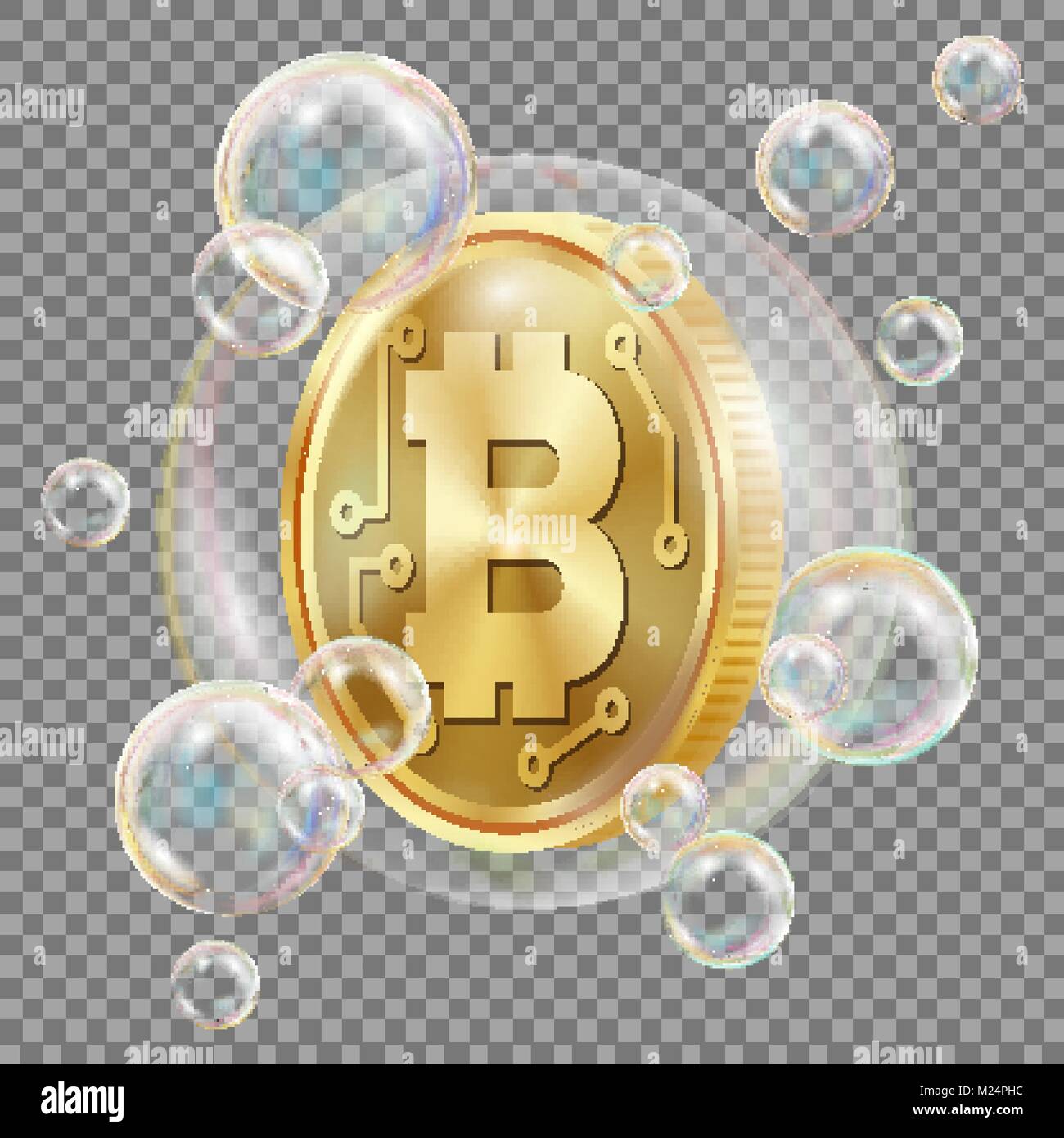 Bitcoin In Soap Bubble Vector. Investment Risk. Bitcoin Crash Digital  Money. Crypto Currency Market. Realistic Isolated Illustration Stock Vector  Image & Art - Alamy