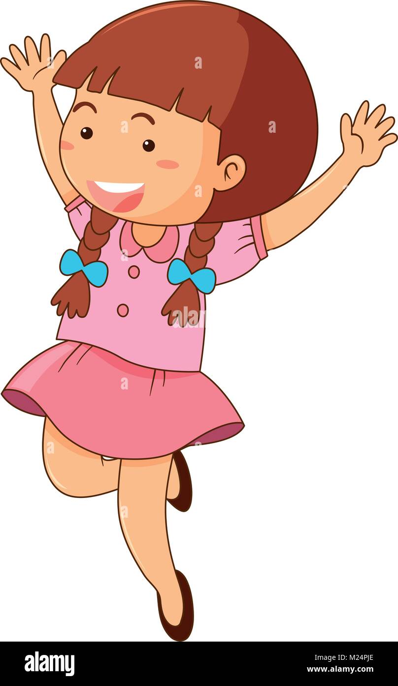 Cute girl in pink dress illustration Stock Vector Image & Art - Alamy