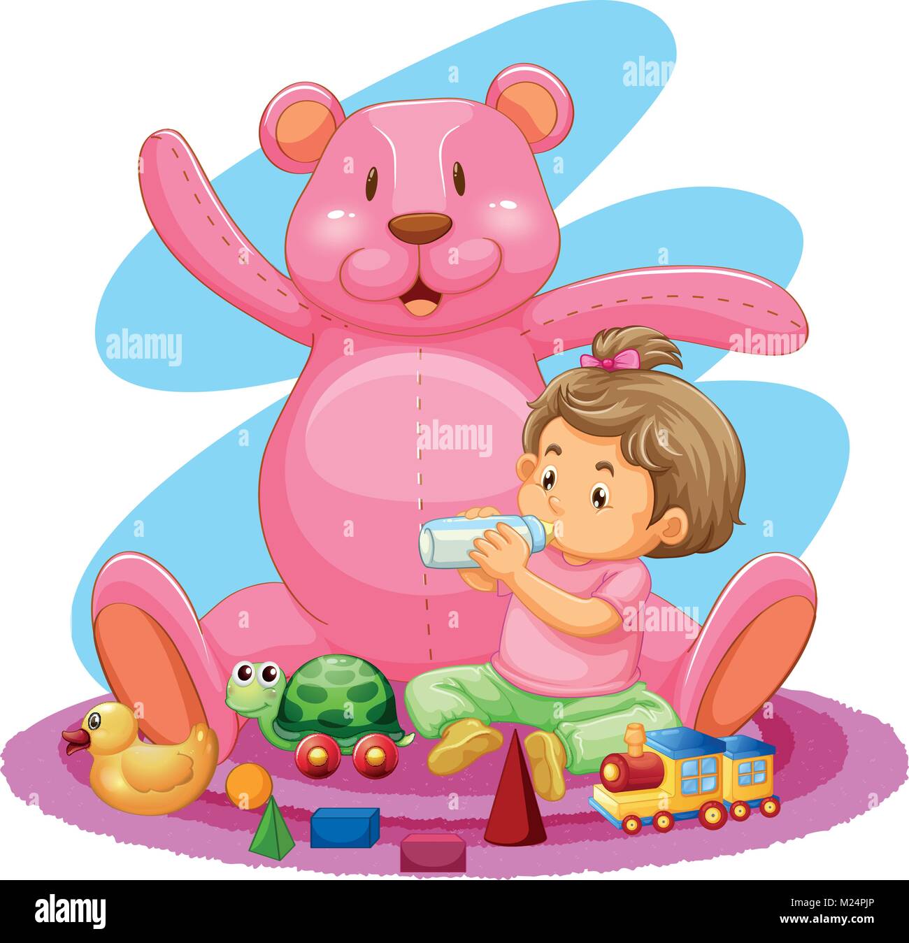 Little boy and many toys on the floor illustration Stock Vector Image ...
