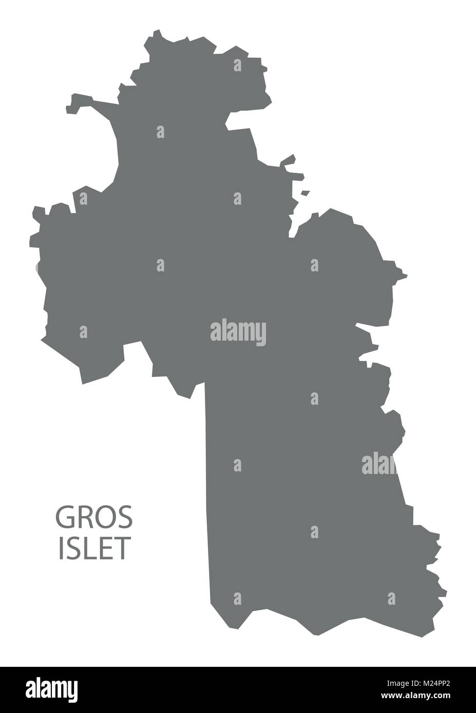 Gros Islet map of Saint Lucia grey illustration silhouette shape Stock