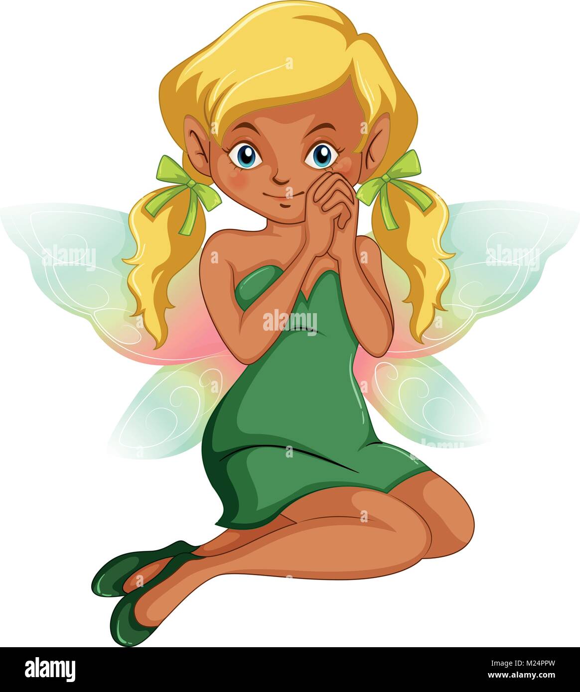 Cute fairy in green dress illustration Stock Vector Image & Art - Alamy