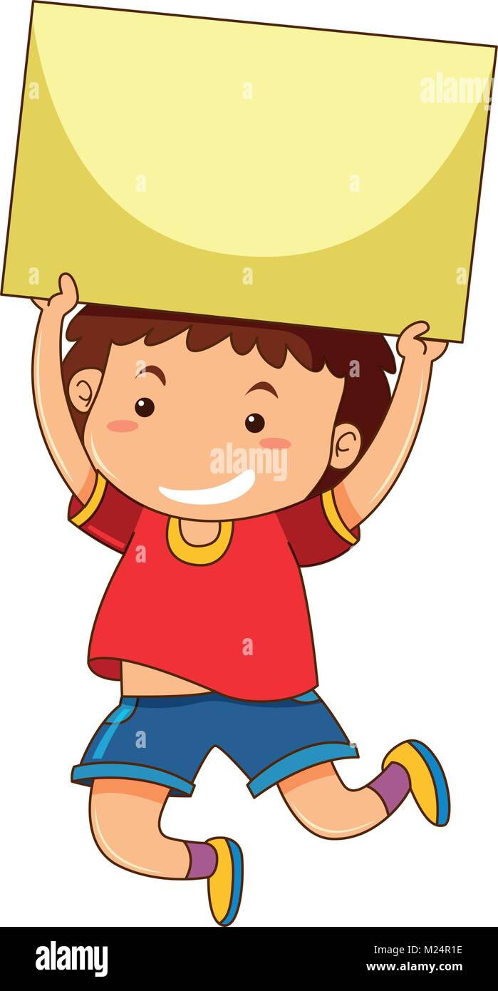 Little boy with black cardboard illustration Stock Vector Image & Art ...