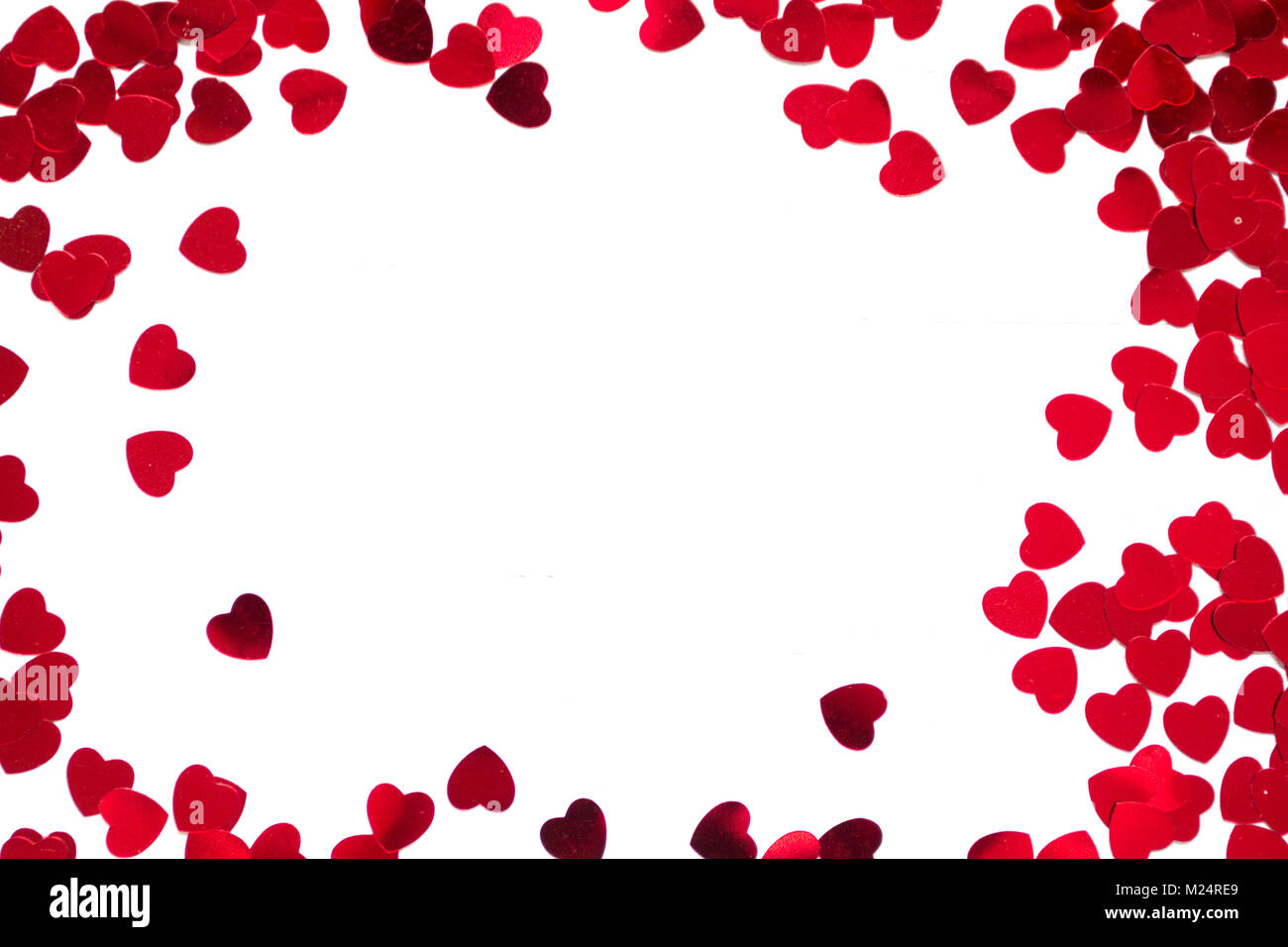 Red hearts on white. space for text. Love concept Stock Photo