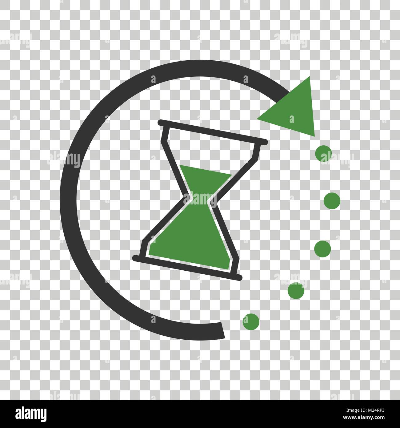 Time icon. Flat vector illustration with hourglass on isolated background. Stock Vector