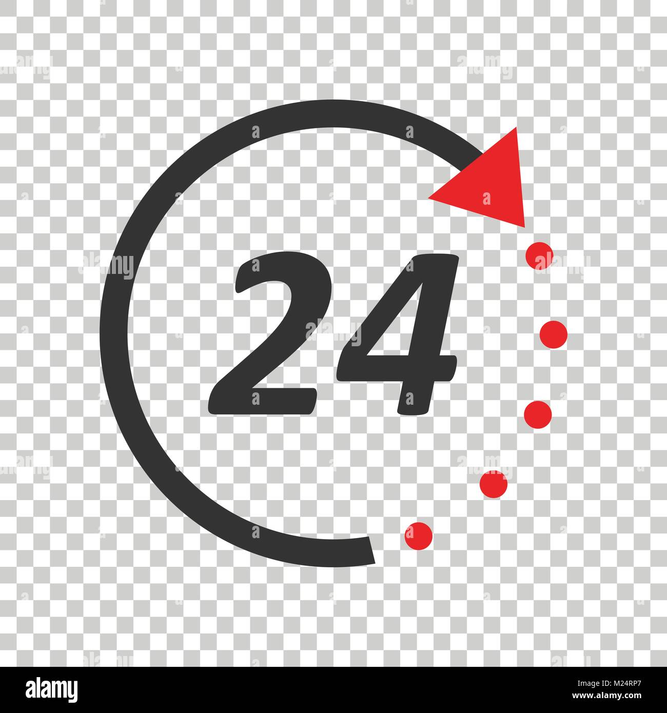 Time icon. Flat vector illustration 24 hours on isolated background ...