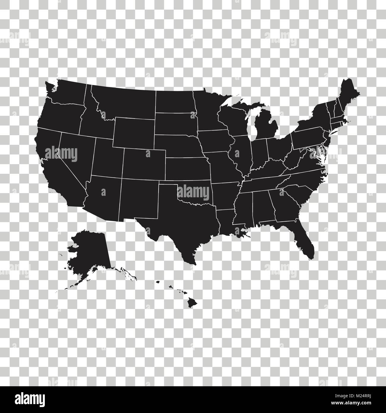 High detailed USA map with federal states. Vector illustration United ...