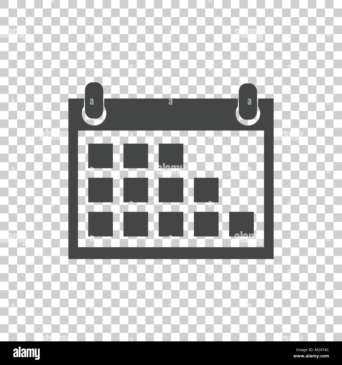 Calendar icon on isolated background, vector illustration. Flat style. Icons for design, website. Stock Vector