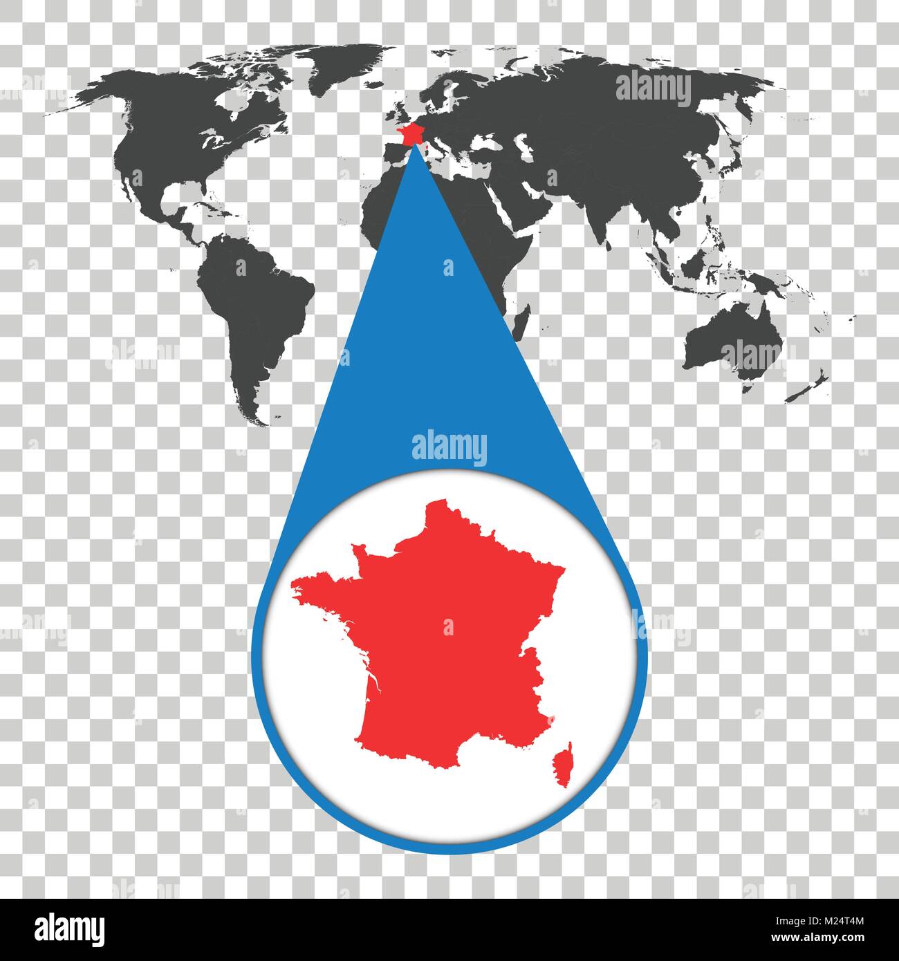 World Map With Zoom On France Map In Loupe Vector