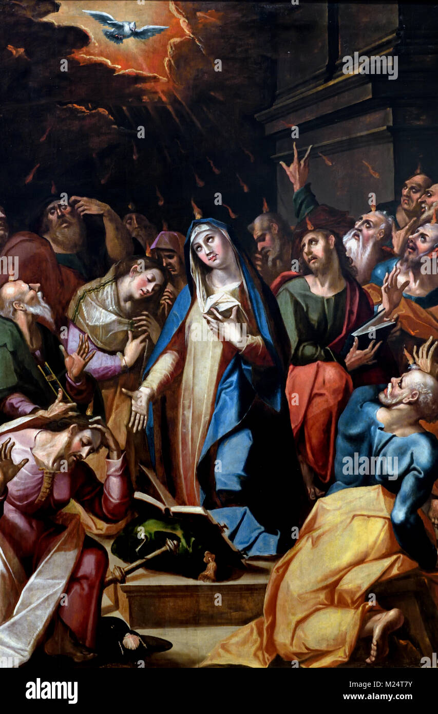 The Pentecost 1590 Fernao Gomes 1548 - 1612 16th-century  Spain, Spanish, Stock Photo