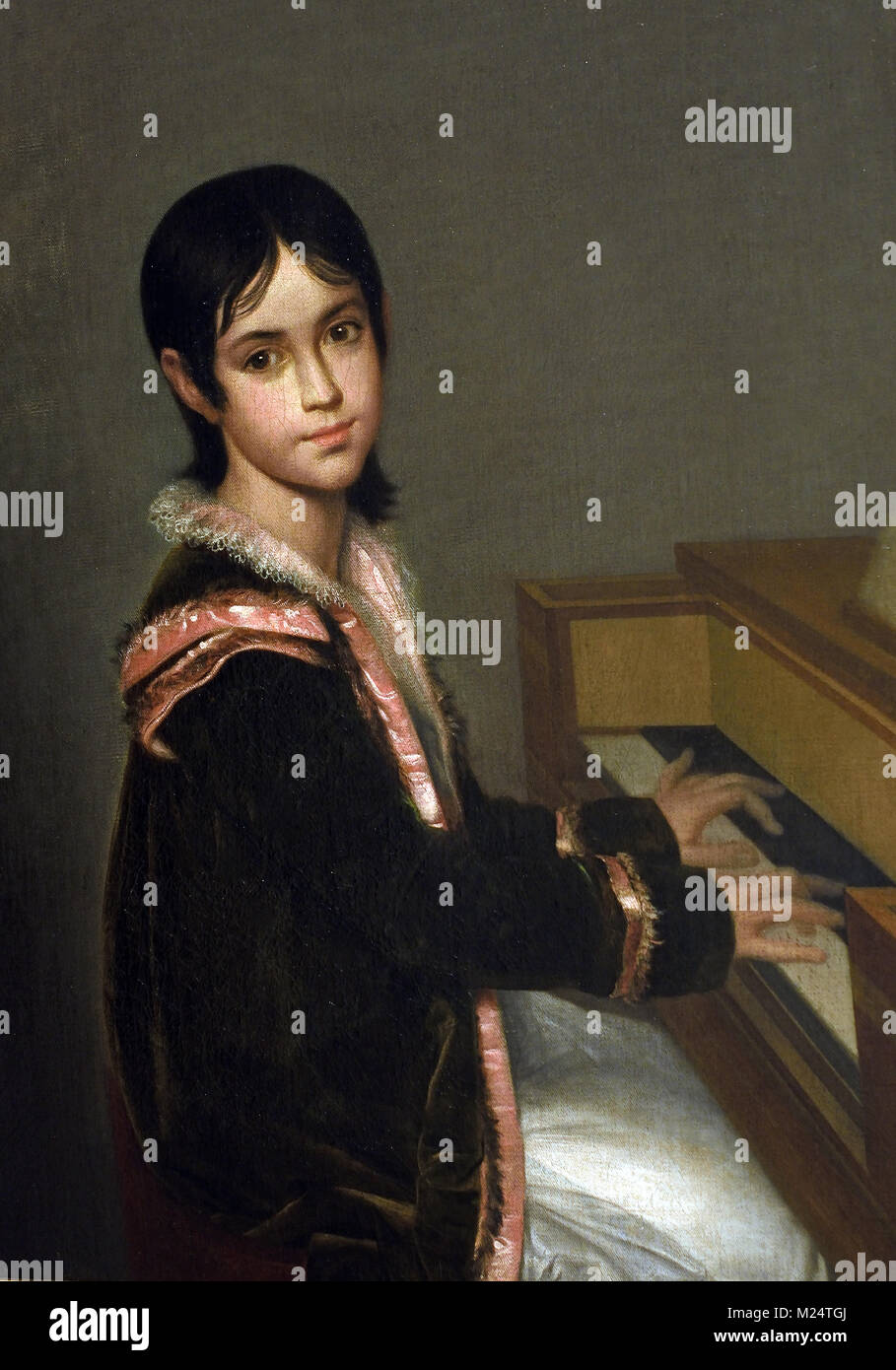 Mariana Benedita Vitoria deSequeira playing Spinet 1822 by Domingos António de Sequeira, 19th-century, Portugal, Portuguese ,( Daughter ) Stock Photo