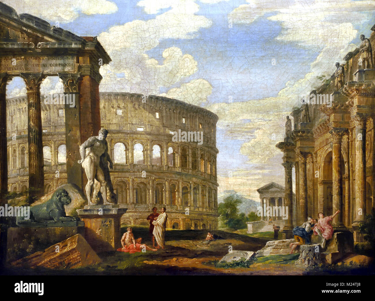 Ruins of ancient Rome 1725 Giovanni Paolo Panini or Pannini 1691 – 1765 Italy Italian ( Colosseum ,giant, amphitheatre ) Stock Photo