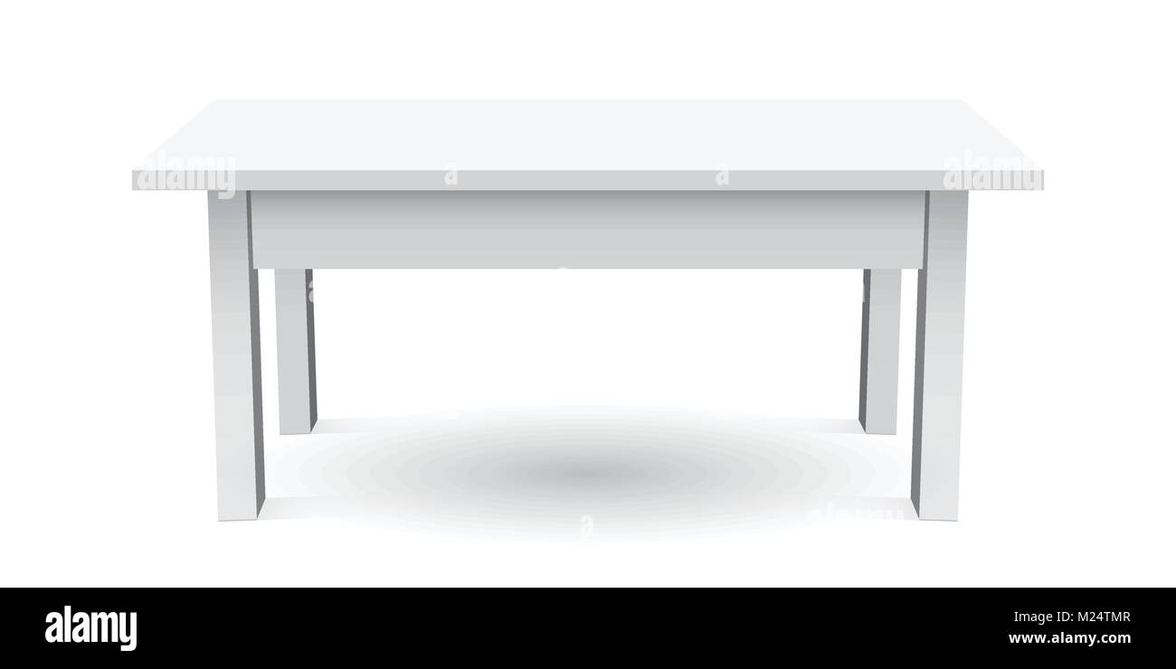 Vector 3d table for object presentation. Empty white top table isolated ...