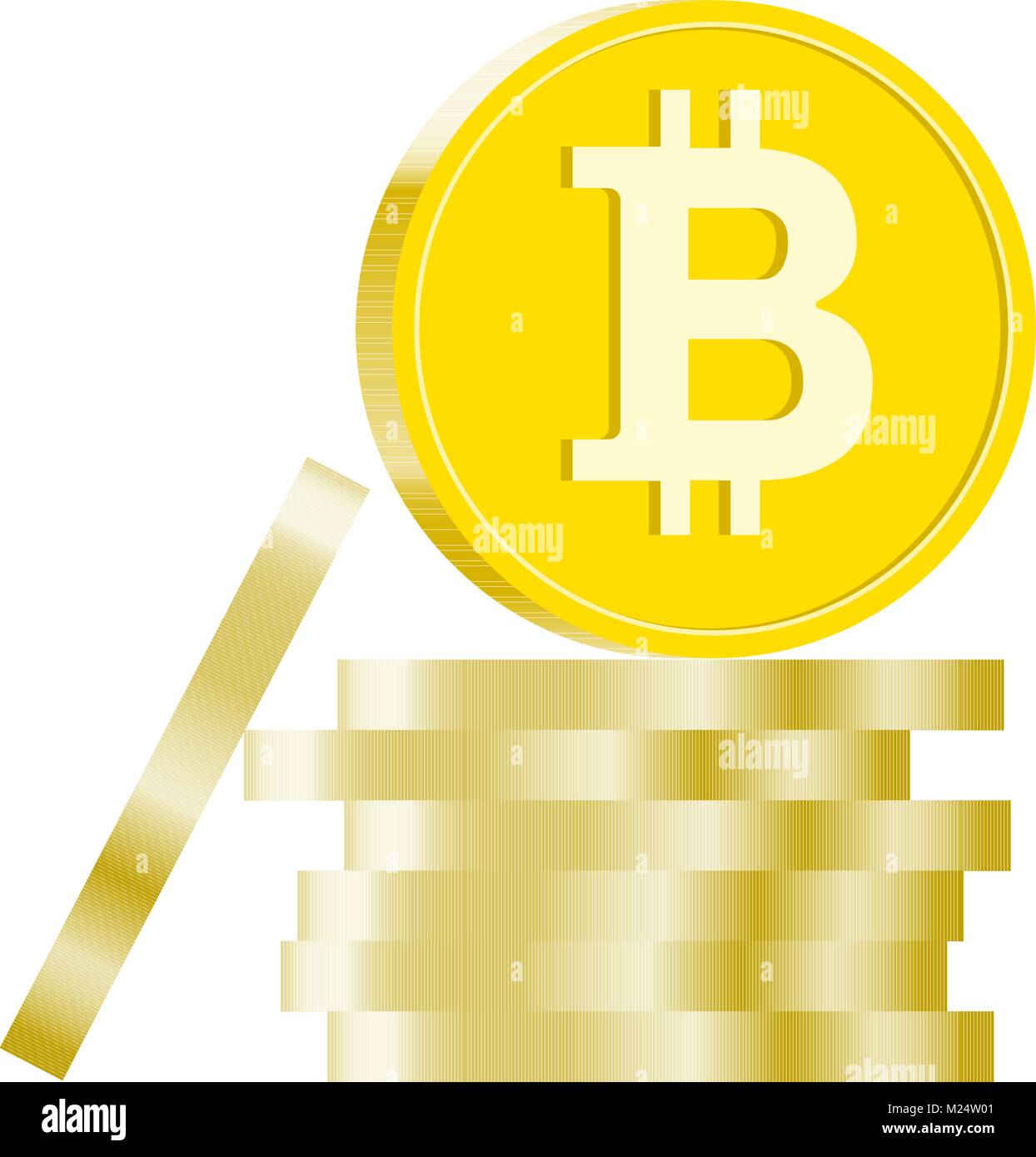 Stack of bitcoins cryptocurrency coins. Vector illustration sign Stock Vector