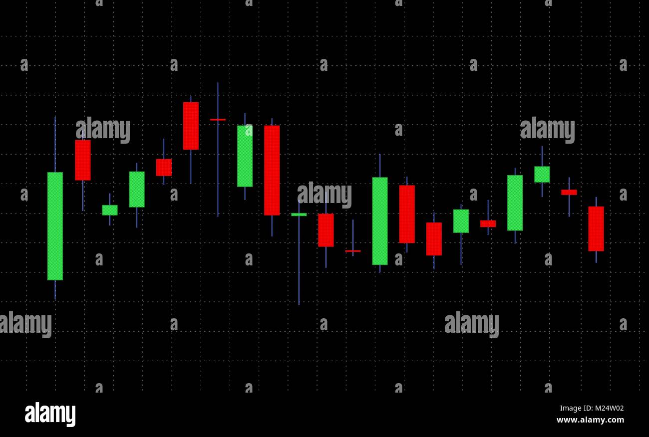 Business candle stick graph chart of stock market on dark background Stock Vector